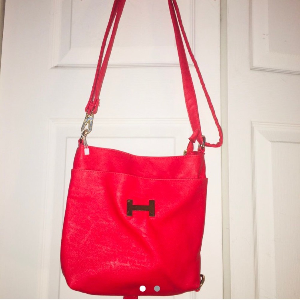 Hot pink bag.